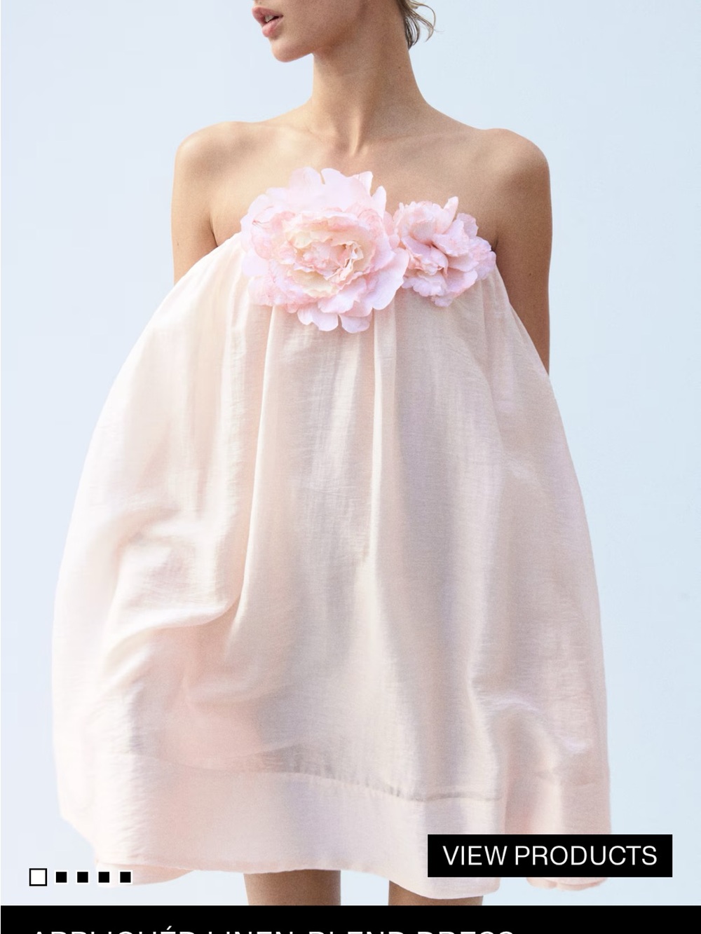 ✨ IN SEARCH OF ✨ H&M Strapless Blush Pink Floral Appliqué Dress
